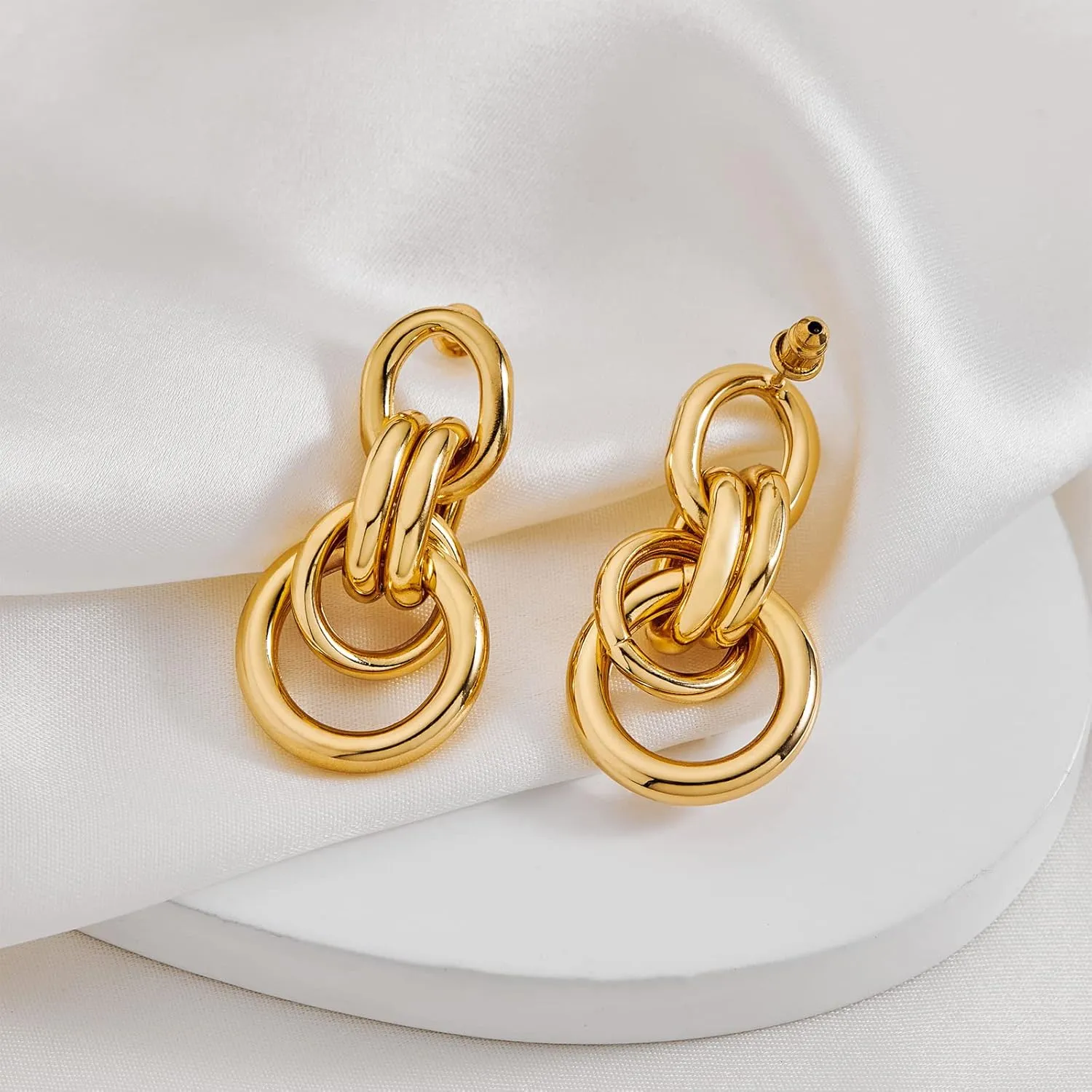 Gold Geometric Drop Dangle Earrings for Women Long Link Dangle Earrings Jewelry