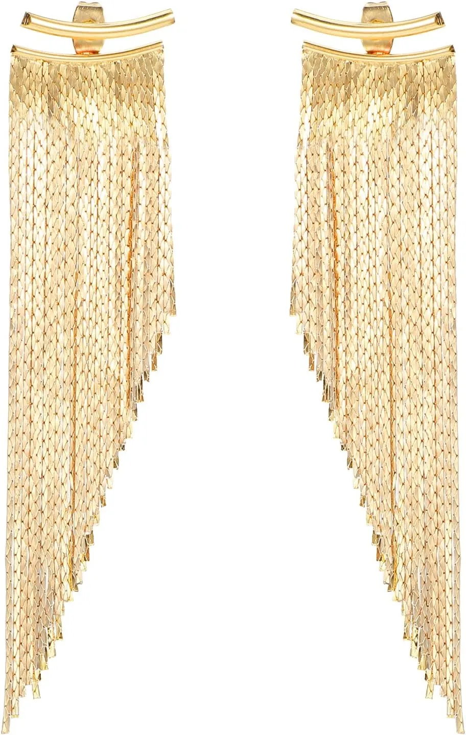 Gold Tassel Dangle Earrings for Women Sparkly Gold Fringe Earrings Drop & Dangle Ear Accessories for Wedding Prom Party