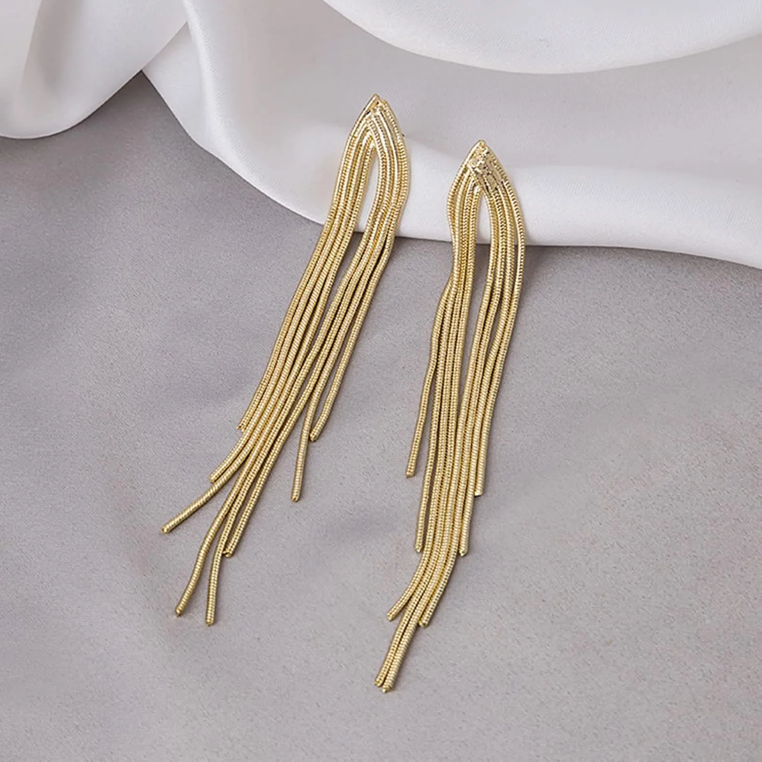Gold Tassel Earrings for Women Ear Jacket Earrings Boho Dangle Earrings Long Tassel Earrings Silver Statement Earrings
