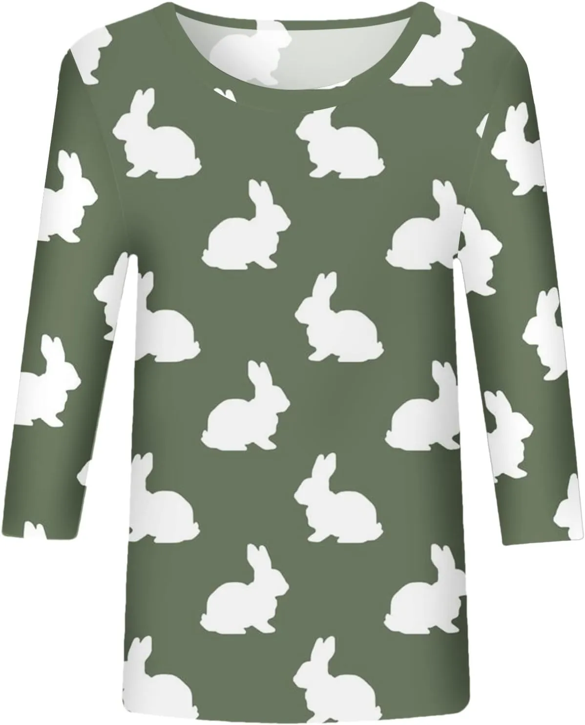 Happy Easter Day Shirts Tops for Women Bunny Eggs Graphic 3/4 Sleeve Workout Christian Tee Shirts Y2K Spring Casual Blouses