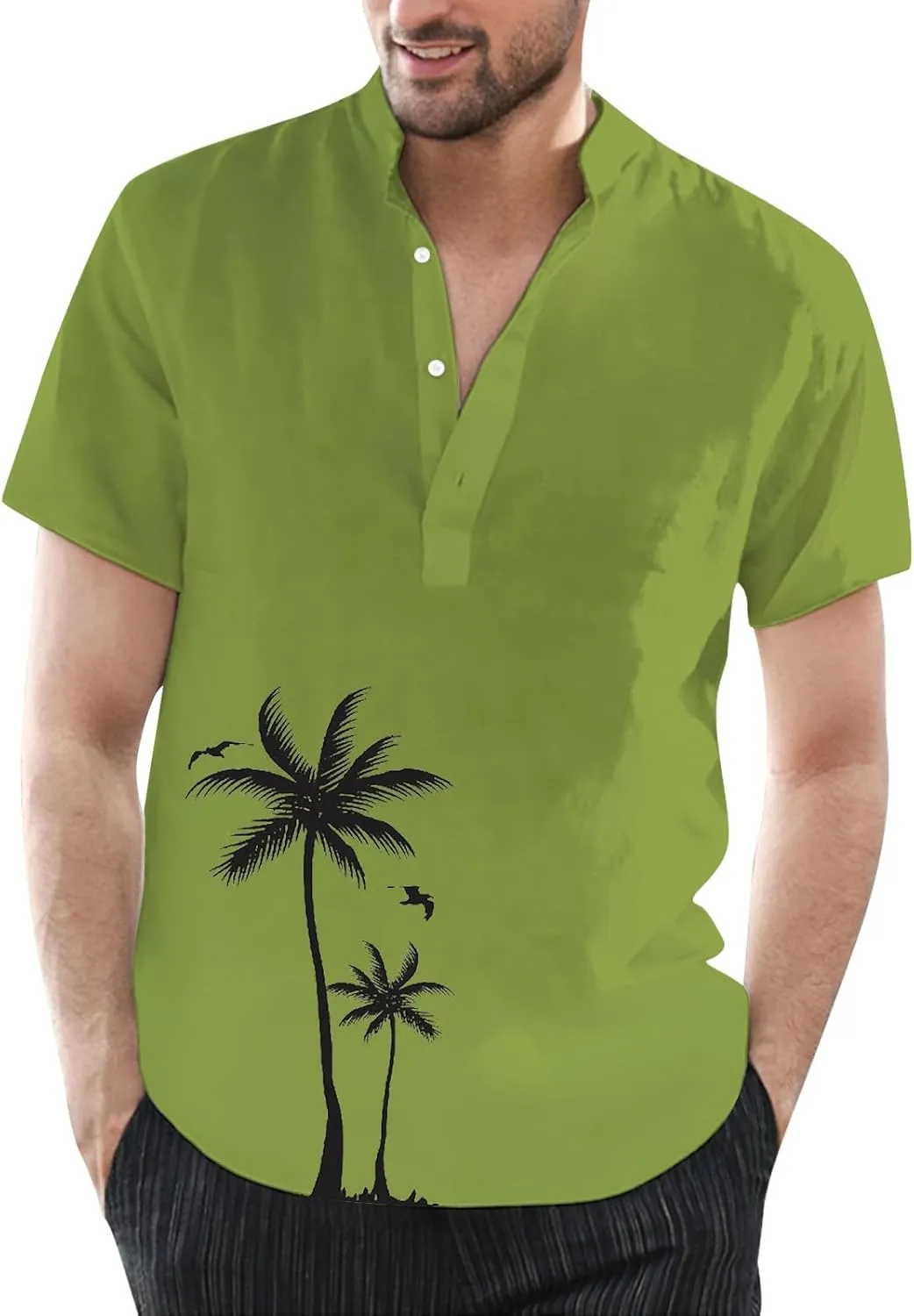 Hawaiian Shirt for Men Summer Button Short Sleeve Tropical Aloha Shirts Lightweight Drying Beach Wedding Henley Shirts