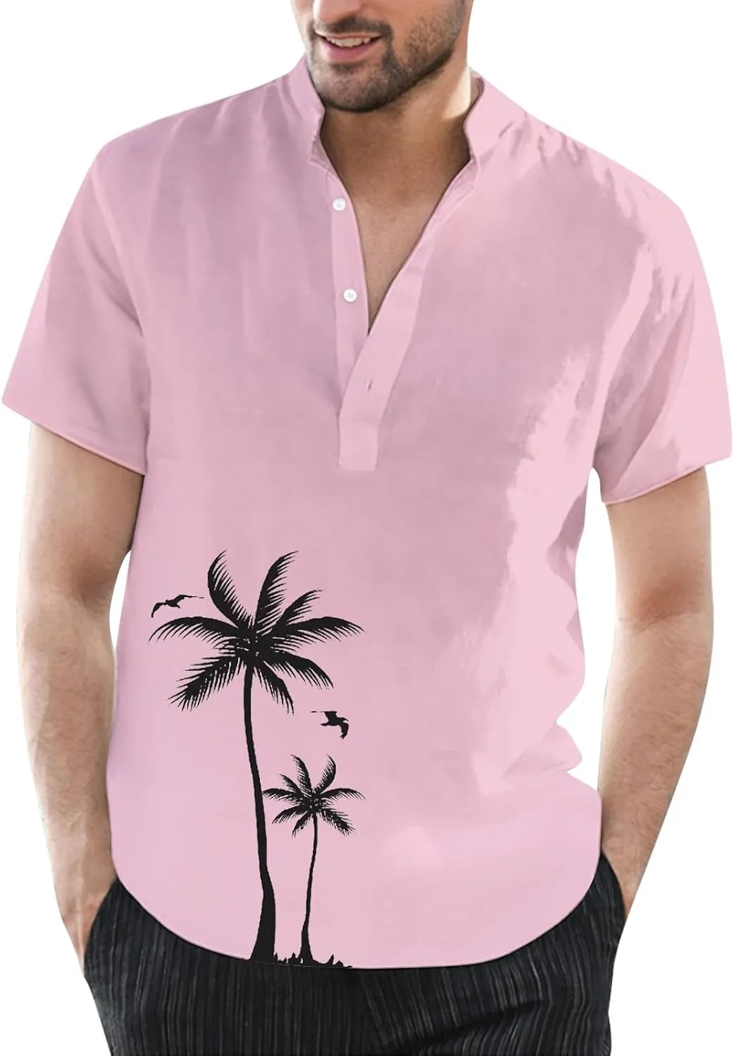 Hawaiian Shirt for Men Summer Button Short Sleeve Tropical Aloha Shirts Lightweight Drying Beach Wedding Henley Shirts