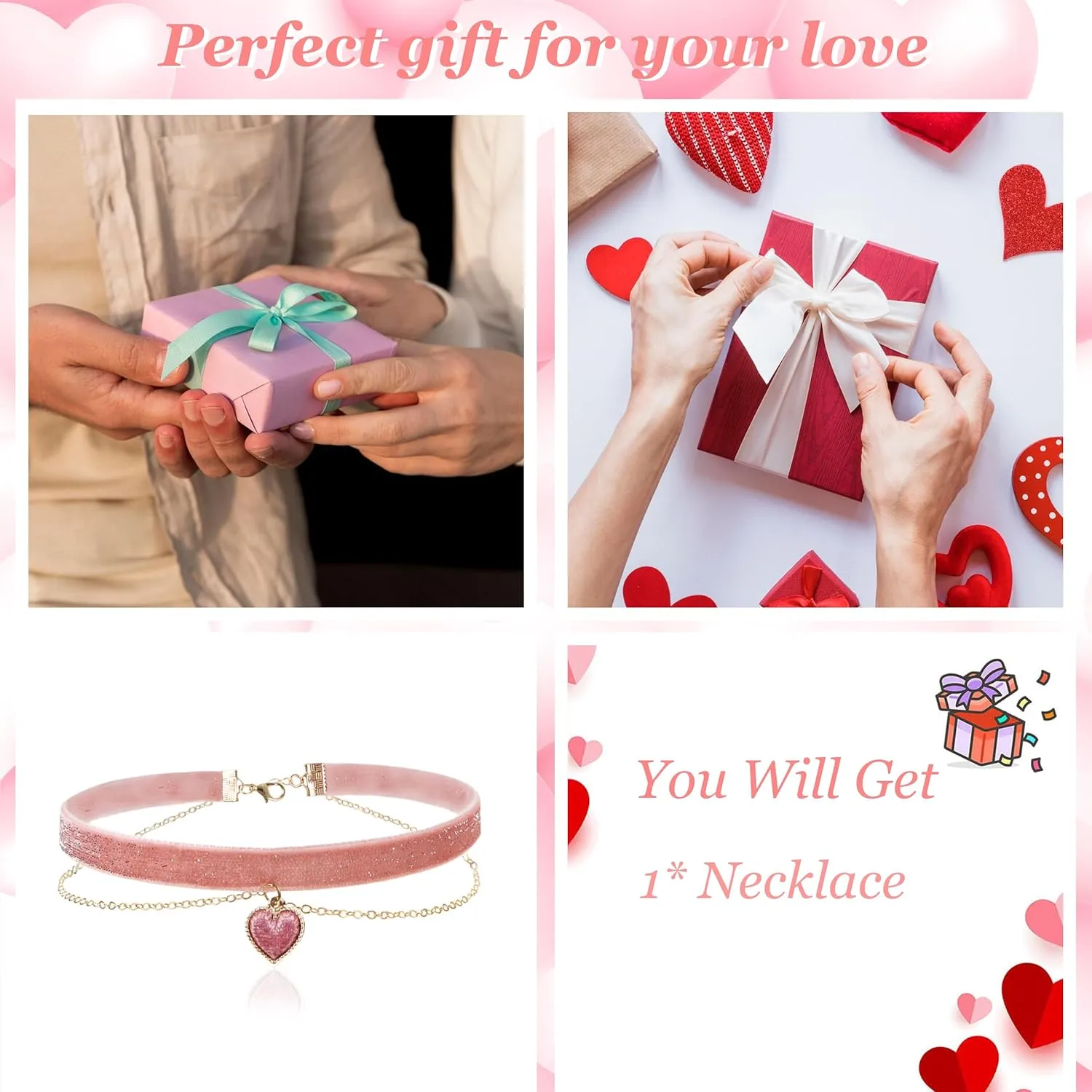 Heart Necklaces for Women Valentines Day Gifts for Her Trendy Chunky Heart Necklace Red Statement Necklace Ribbon Heart Choker Necklace Valentines Day Outfit Women