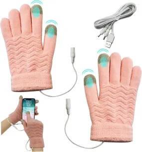 Heated Gloves for Women, USB Charging Knitted Warm Winter Gloves with Touch Screen Function, Womens Heated Gloves