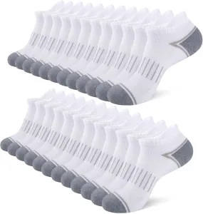 Heatuff 12 Pairs Men's Ankle Running Socks Cushioned Low Cut Athletic Sports Casual Tab Socks