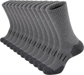 Heatuff Men’s 6 Pairs Crew Athletic Work Socks Performance Cushion Moisture Wicking Socks