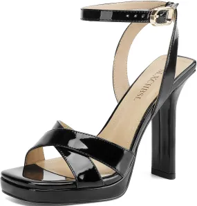 Heels for Women Platform Sandals Womens Chunky High Heels Open Toe Heeled Sandals Ankle Strap Womens Wedding Party Dress Shoes