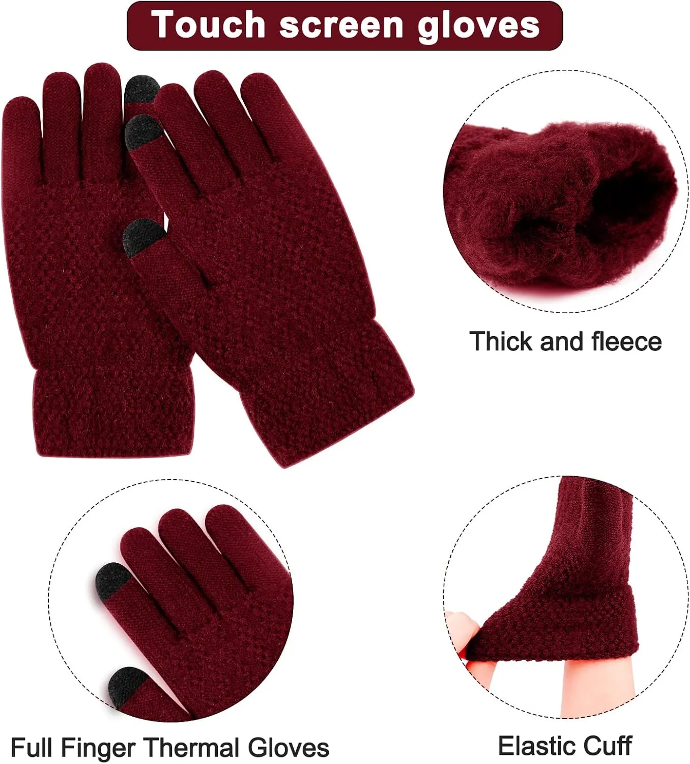 Hicdaw Womens Winter Hats Gloves Scarf Set Winter Hats for Women Beanie Hat Circle Loop Scarf Glove