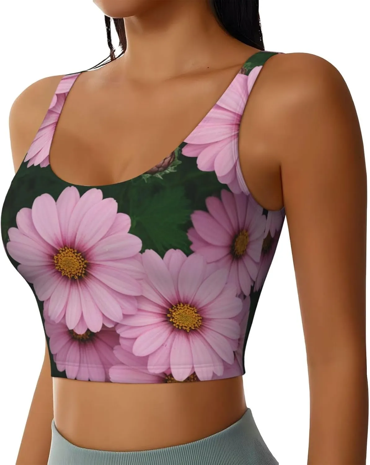 High Impact Womens Sports Bras,Cute Flowers Printed Sports Bras for Women with Padded High Support