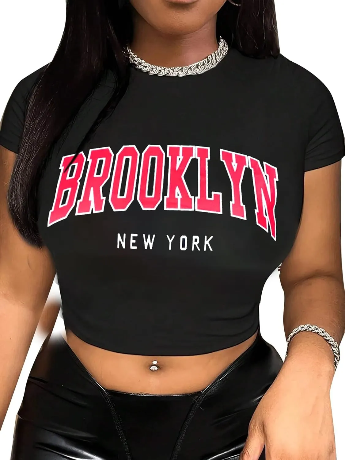 Hilinker Womens Short Sleeve Graphic Crop Tops Vintage Tees Summer Cute T Shirts