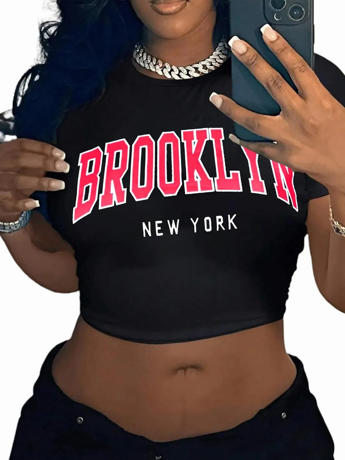 Hilinker Womens Short Sleeve Graphic Crop Tops Vintage Tees Summer Cute T Shirts