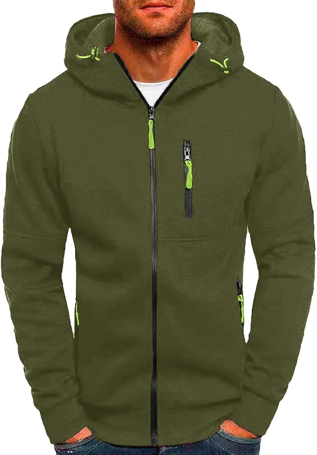 Hoodies for Men Full Zip Lightweight Sweatshirt Winter Fashion Hooded Casual Sports Tops with Pockets