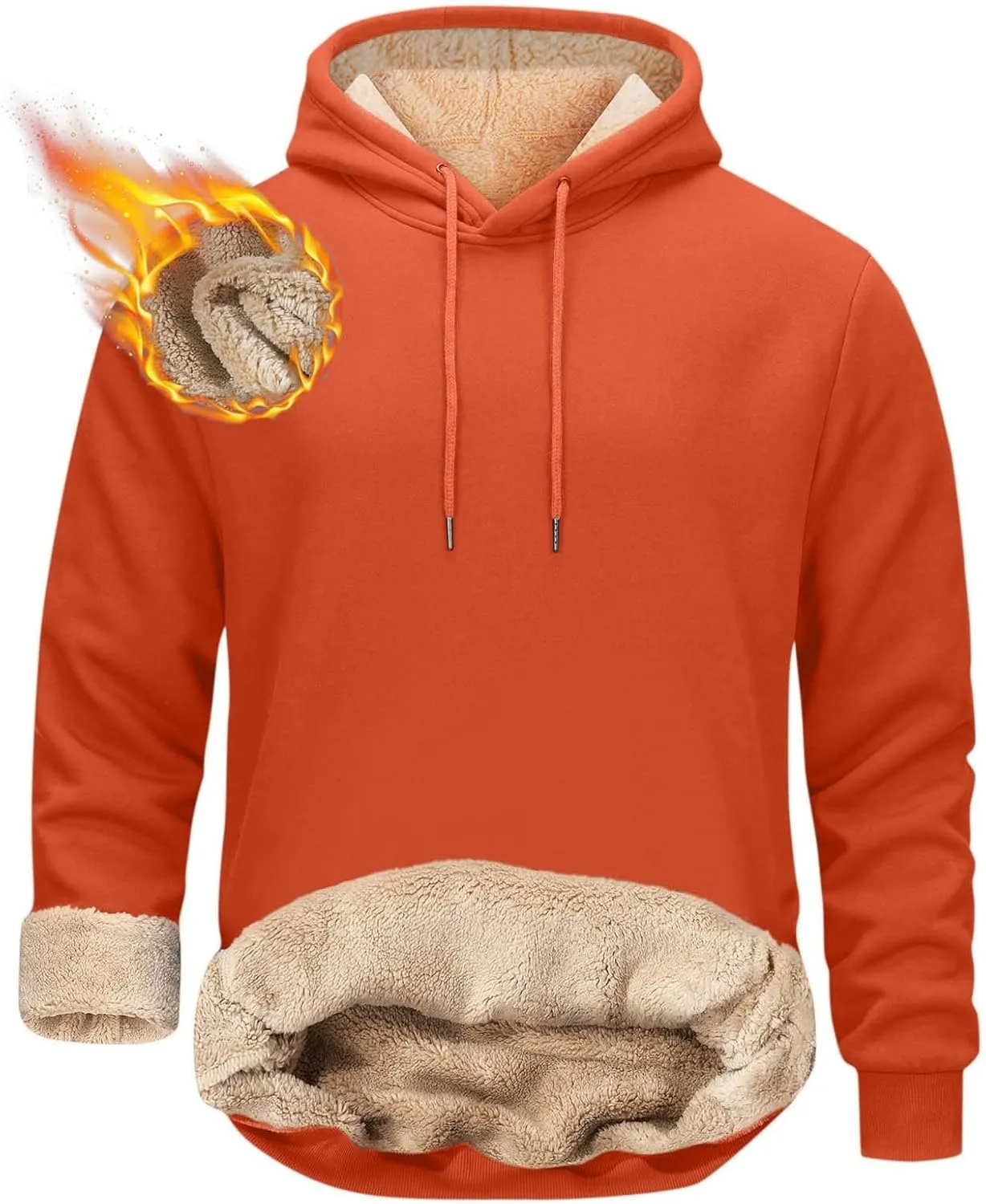 Hoodies for Men Long Sleeve Drawstring Hoodies Soild Hooded Shirt Winter Thick Pullover Basic Hoodie Kangaroo Pocket
