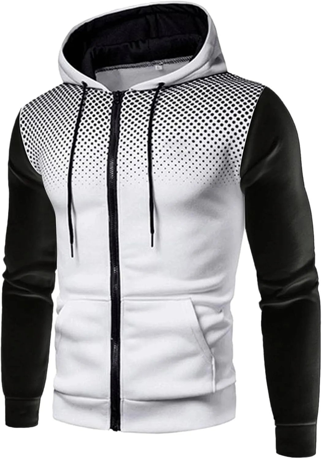 Hoodies for Men, Mens Slim Fit Lightweight Zip Up Hoodie with Pockets Long Sleeve Full-Zip Fashion Hooded Sweatshirt