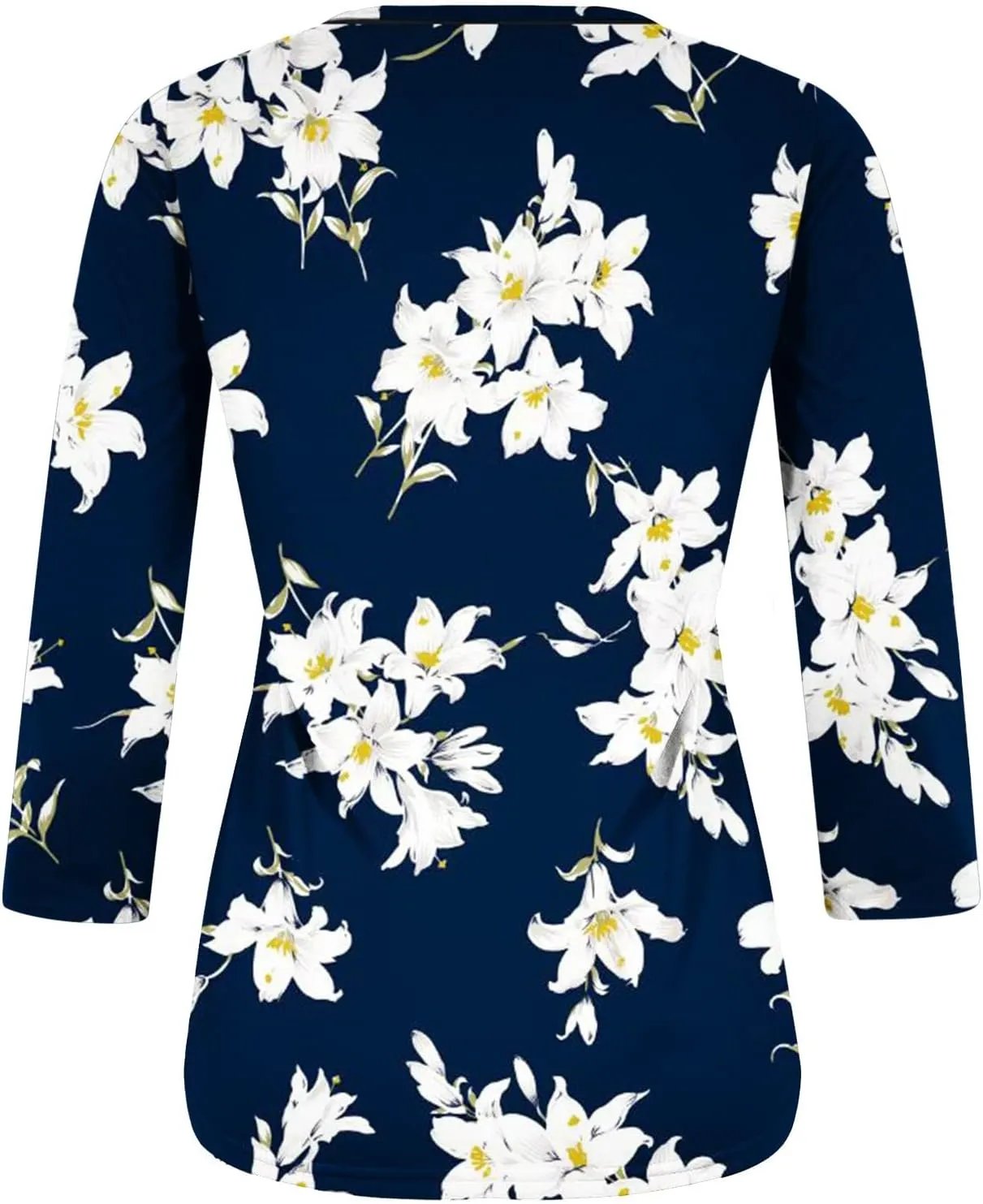 HTHLVMD Womens 3/4 Length Sleeve Tops 2025 Spring Summer Floral Print Crewneck Causal Trendy Tunic Tops for Women