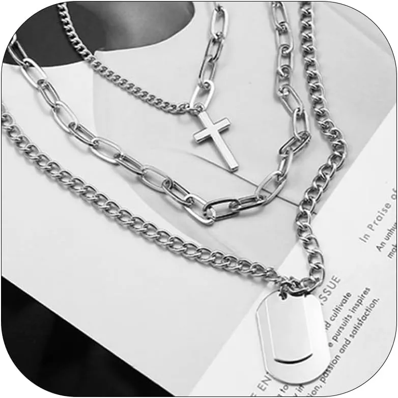 HUASAI Cross Necklace for Women Gold Layered Cross Necklace Sideways Cross Necklace