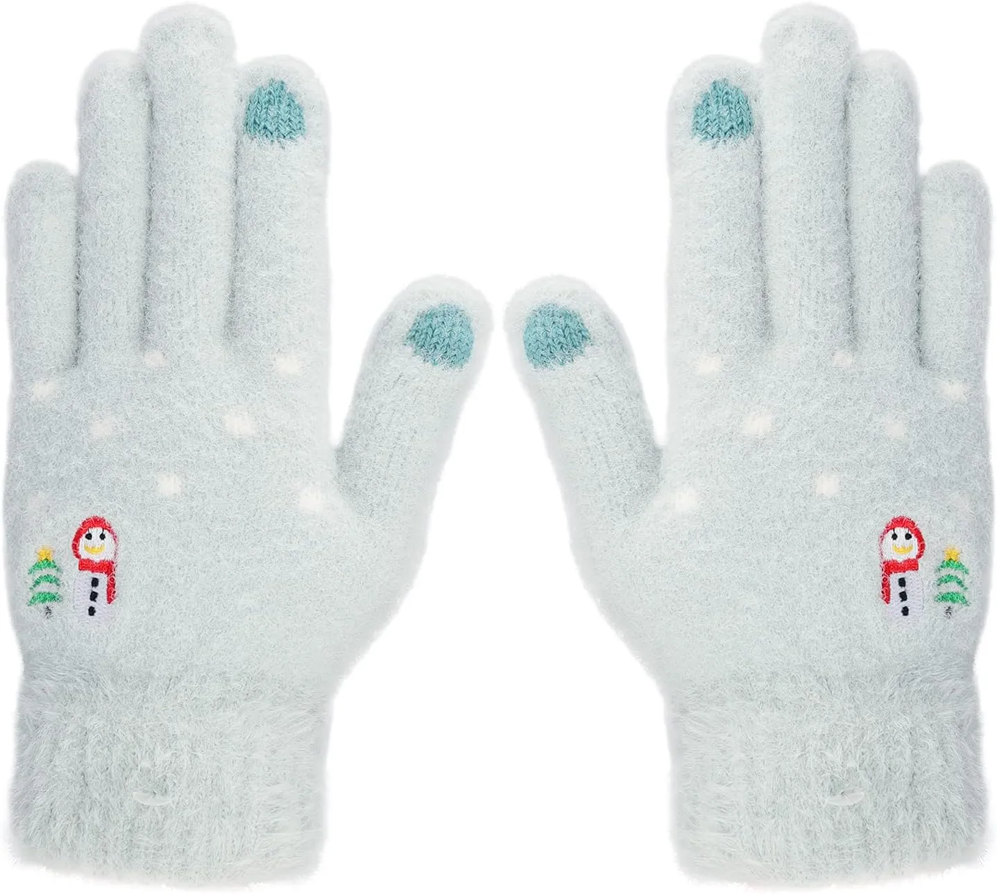 IPENNY Womens Winter Knit Touchscreen Gloves Warm Cute Knitted Gloves with Fluffy Cuff, Womens Soft Thermal Plush Cycling Gloves