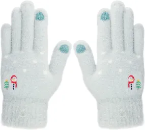 IPENNY Womens Winter Knit Touchscreen Gloves Warm Cute Knitted Gloves with Fluffy Cuff, Womens Soft Thermal Plush Cycling Gloves