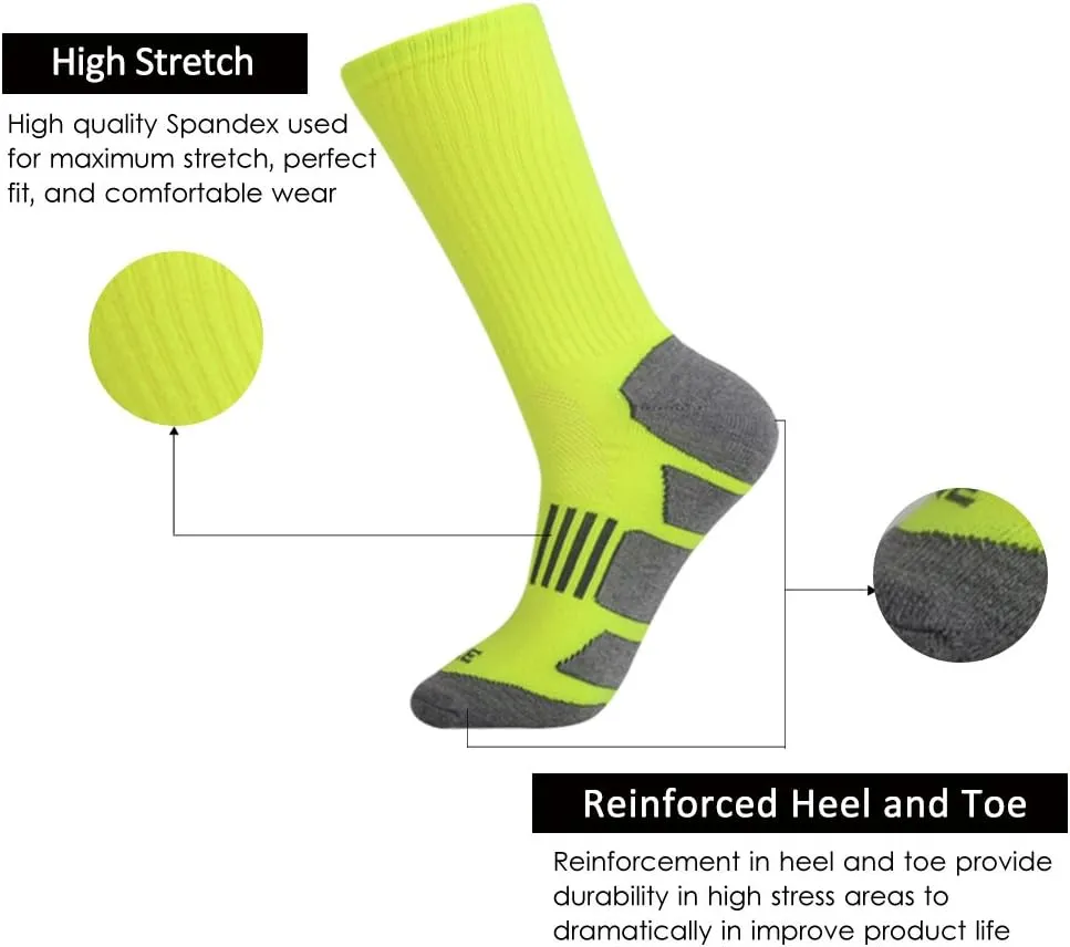 JOYNÉE Mens 6 Pack Athletic Cushion Crew Socks Performance Running Socks