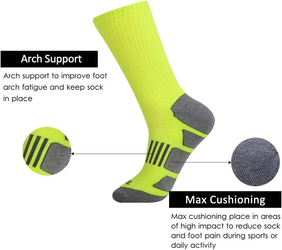 JOYNÉE Mens 6 Pack Athletic Cushion Crew Socks Performance Running Socks