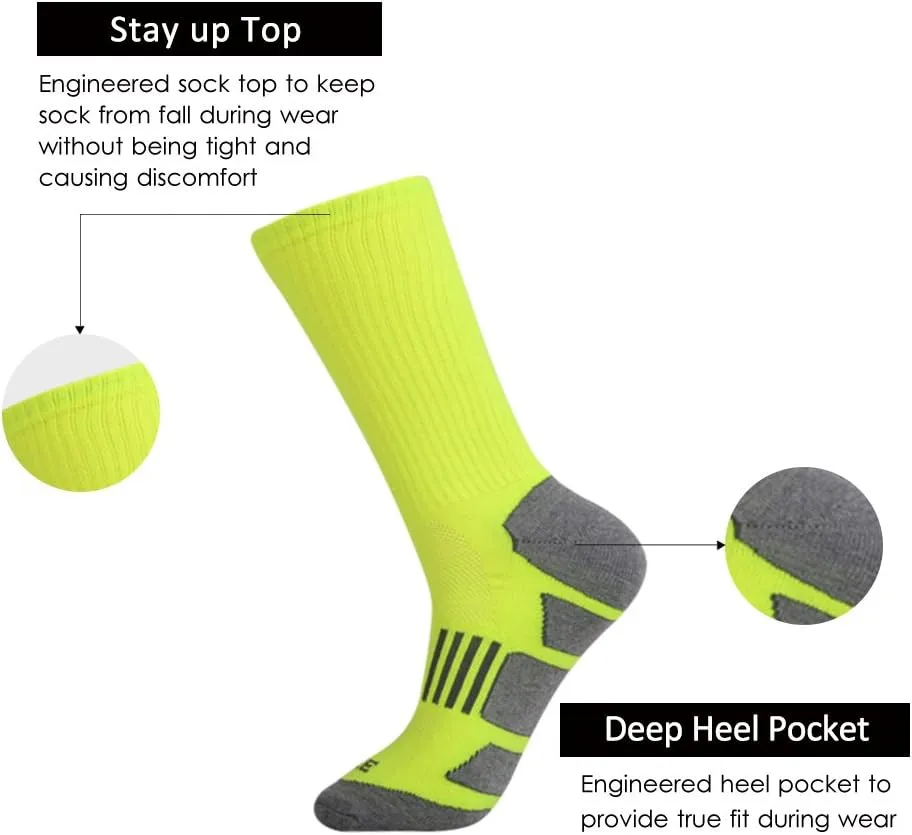JOYNÉE Mens 6 Pack Athletic Cushion Crew Socks Performance Running Socks