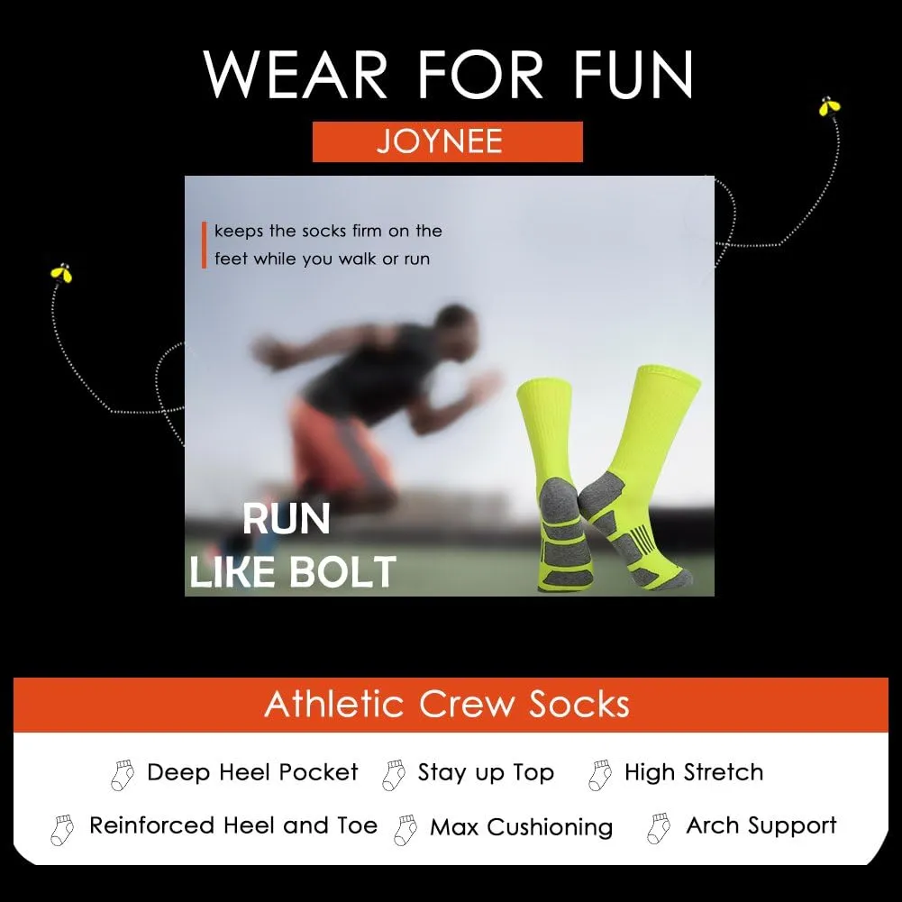 JOYNÉE Mens 6 Pack Athletic Cushion Crew Socks Performance Running Socks