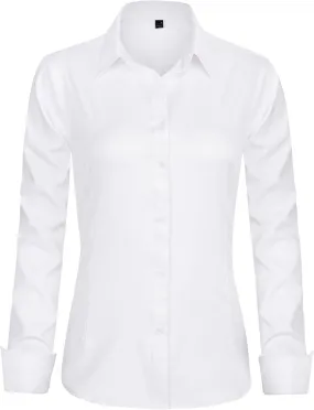 J.VER Womens Dress Shirts Long Sleeve Button Down Shirts Wrinkle-Free Solid Work Blouse