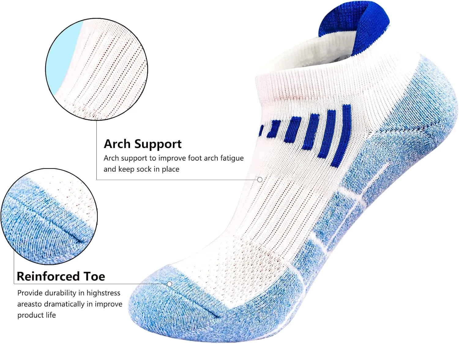 J.WMEET Womens Ankle Socks Athletic Running No Show Cushioned Sport Socks for Women 6 Pairs