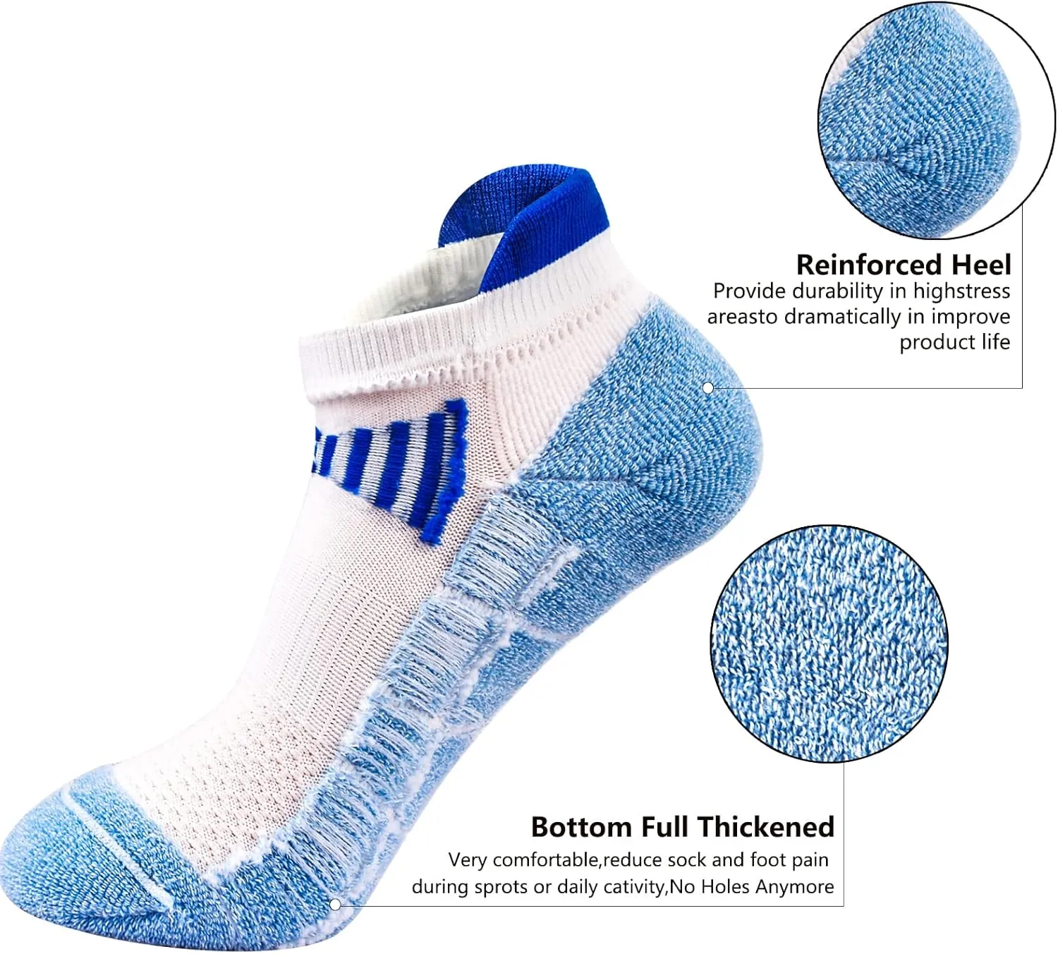 J.WMEET Womens Ankle Socks Athletic Running No Show Cushioned Sport Socks for Women 6 Pairs