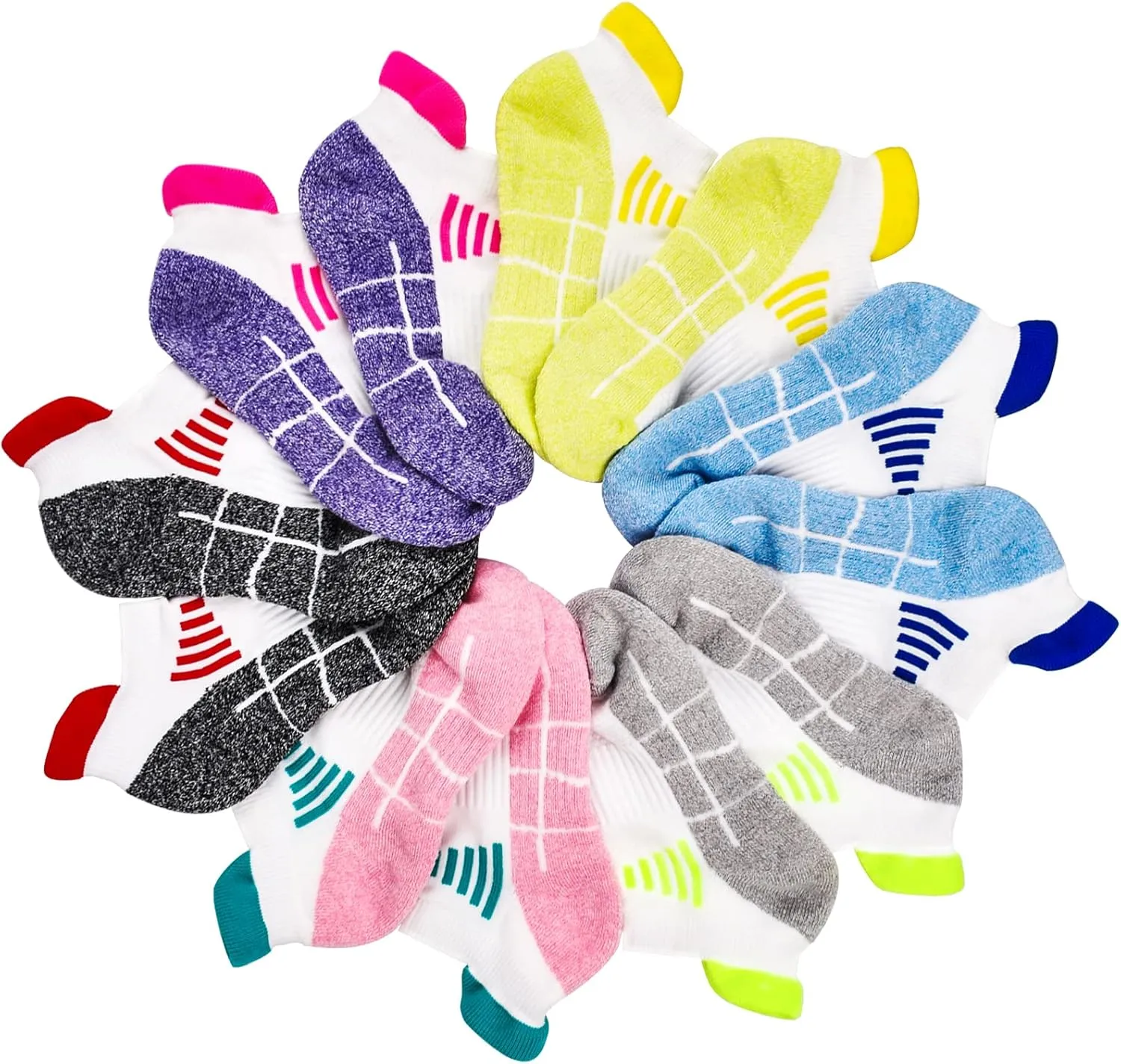 J.WMEET Womens Ankle Socks Athletic Running No Show Cushioned Sport Socks for Women 6 Pairs
