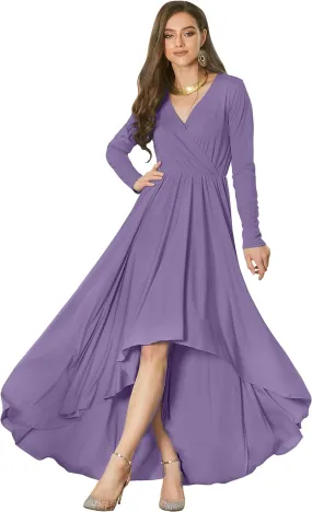 KOH KOH Womens Sleeve Wrap Slit Formal Fall Winter Cocktail Gown