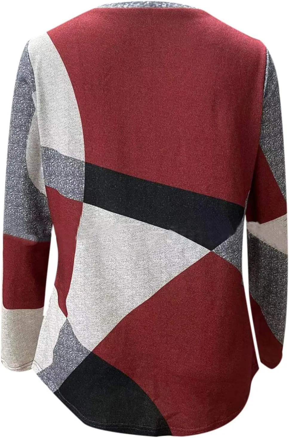 Kuluzego Womens Crew Neck Flannel T Shirts Tops Tee for Women Color Block Geometry Winter Fall Tee Shirt 2023 DX