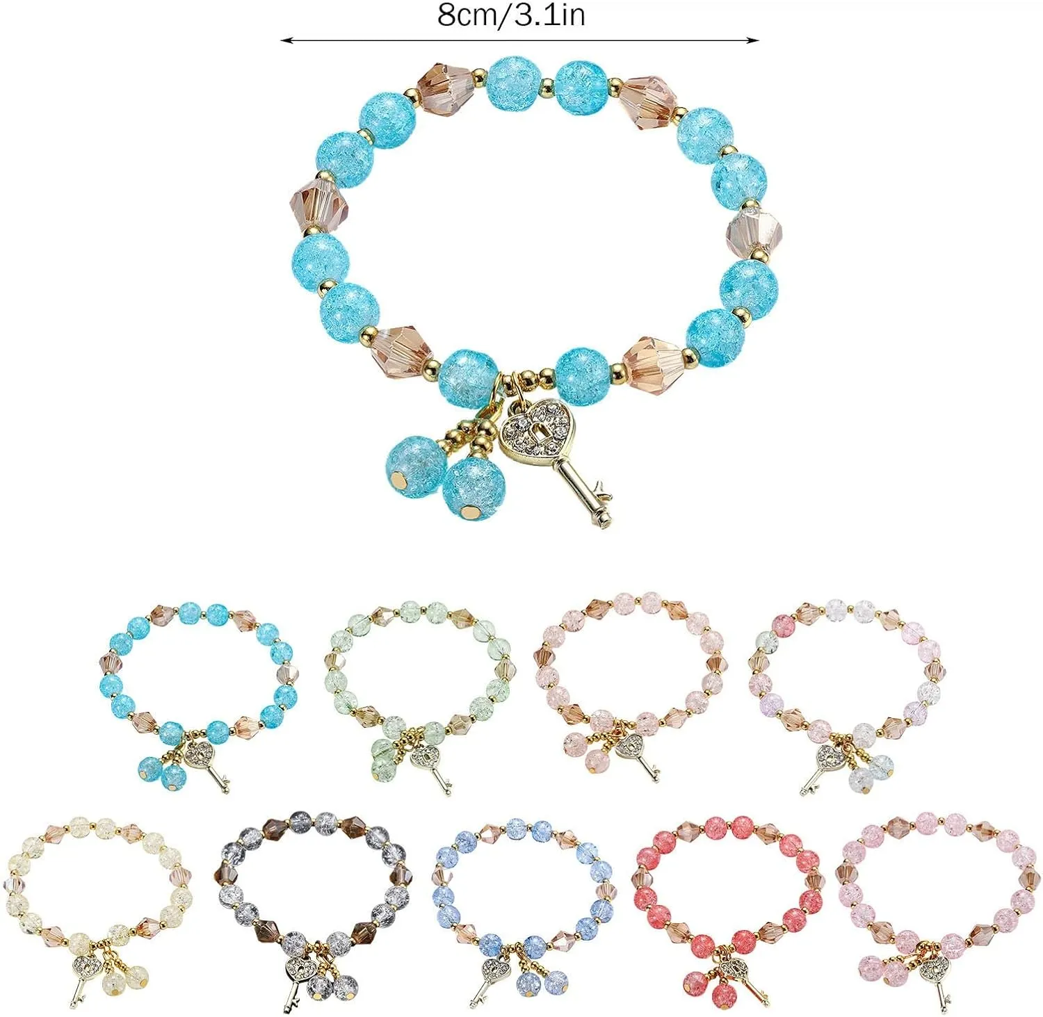 Ladies Multicolor Stretch Beaded Bracelet Stackable Beaded Bracelet Layered Beaded Adjustable Small Stud Earring