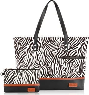 Laptop Tote Bag for Women Large Canvas Womens Briefcase Waterproof Computer Bag Work Bags for Women Fits 15.6 inch Laptop