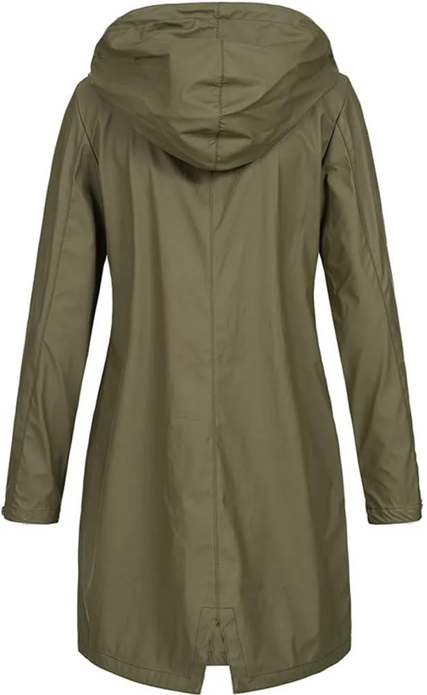 LCMTWX Womens Fleece Lined Raincoat Overcoat Casual Winter Slim Women's Coat Hooded Trench Coats Rain Jacket Womens With