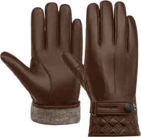 Leather Gloves for Men,Winter Driving Leather Gloves,Touchscreen,Wool fleece lined Genuine Sheepskin gloves Gift