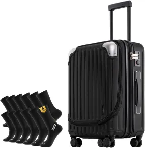 LEVEL8 20" Grace Carry On Luggage with Mens Work Crew Socks