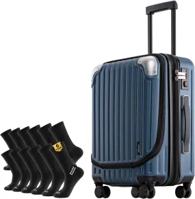 LEVEL8 20" Grace Carry On Luggage with Mens Work Crew Socks