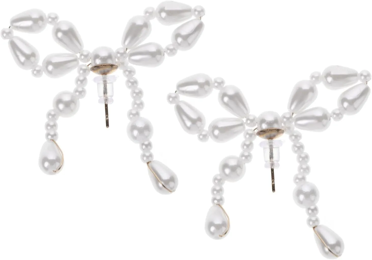 LIFKOME Cute Bow Pearl Earrings Set for Women Dangle Pearl Earrings for Bridal for Special Occasions