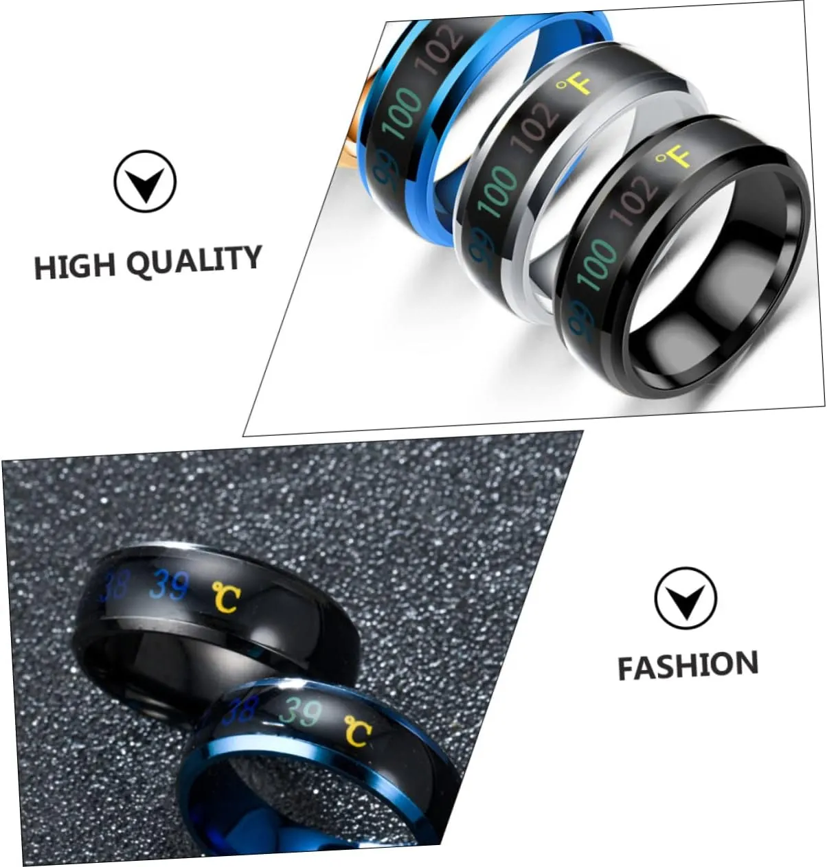 LIFKOME Sensitive Couple Ring Mens Ring Rings for Couples Temperature Monitor Rings Couple Rings Temperature