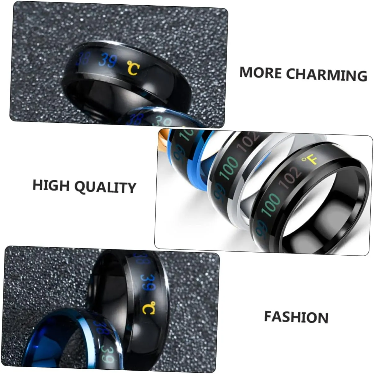 LIFKOME Sensitive Couple Ring Mens Ring Rings for Couples Temperature Monitor Rings Couple Rings Temperature