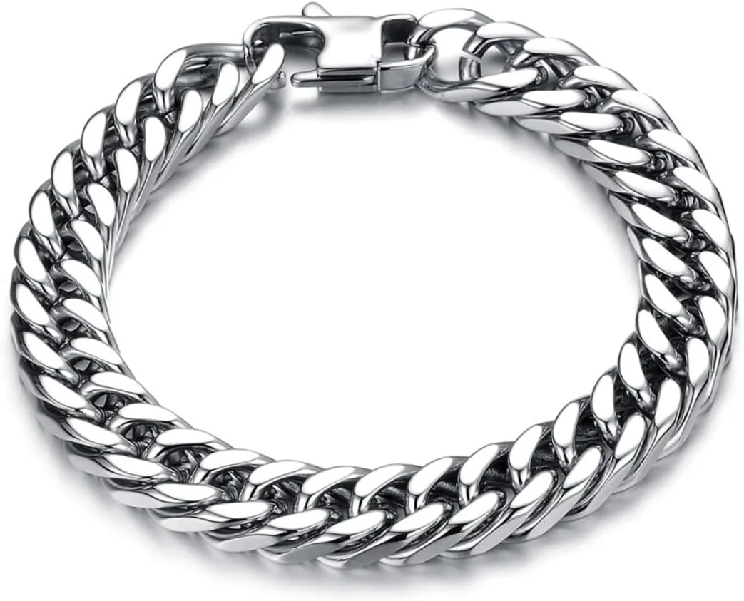 LIFKOME Titanium Steel Bracelet for Men Stainless Steel Mesh Chain Lobster Claw Buckle (20cm/8mm)