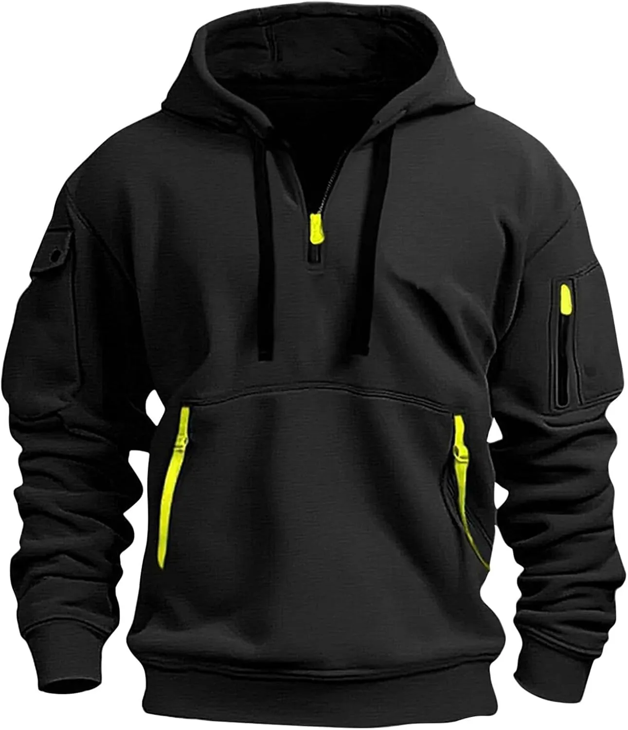 Lightweight Quarter Zip Pullover Men Tactical Cargo Long Sleeve Workout Hoodie Vintage Jacket Winter Sweatshirt