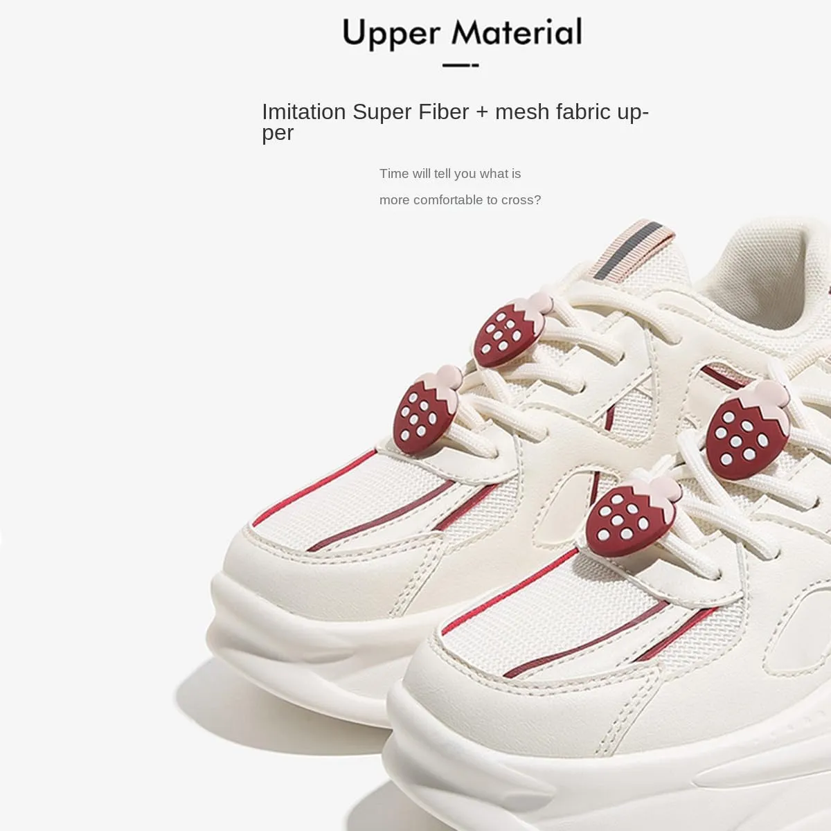 Loizziuy Strawberry Girls Womens Sneakers Cute Running Shoes Versatile Aesthetic Thick-soled Casual Sports Shoes