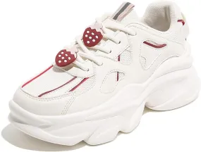 Loizziuy Strawberry Girls Womens Sneakers Cute Running Shoes Versatile Aesthetic Thick-soled Casual Sports Shoes