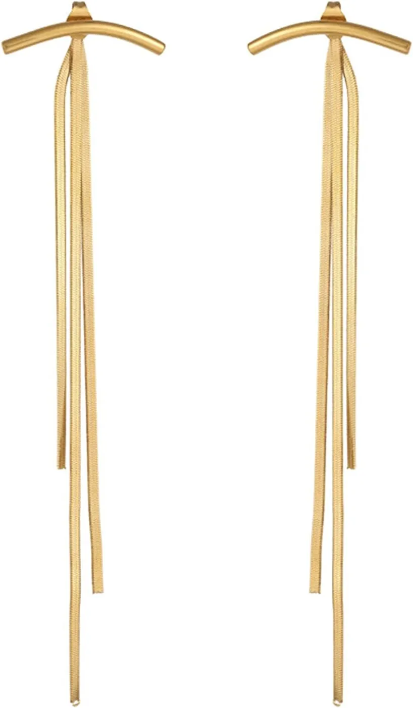 Long Tassel Dangle Drop Earrings for Woman Gold Dangle Earrings for Teen Girl Threader Chain Earrings