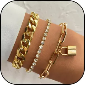 Long tiantian Chunky Gold Bracelet Chunky Gold Bracelets Stack for Women Stackable Chunky Gold Jewelry for Women Men