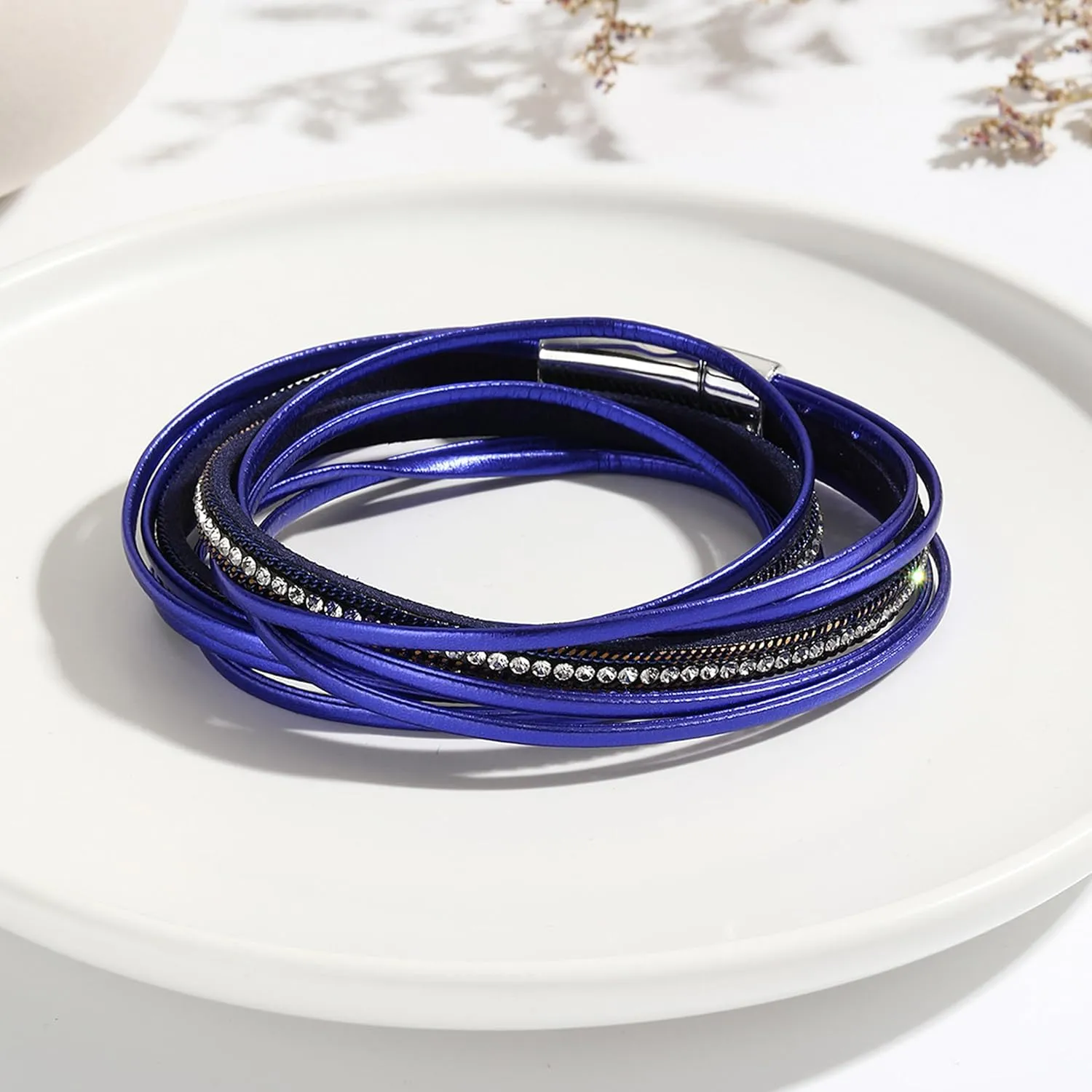 Long tiantian Leather Bracelets for Women Wrap Bracelets Layered Leather Cuff Bracelet Handmade Braided Leather Bracelet Stackable Boho Jewelry for Women Trendy Stuff