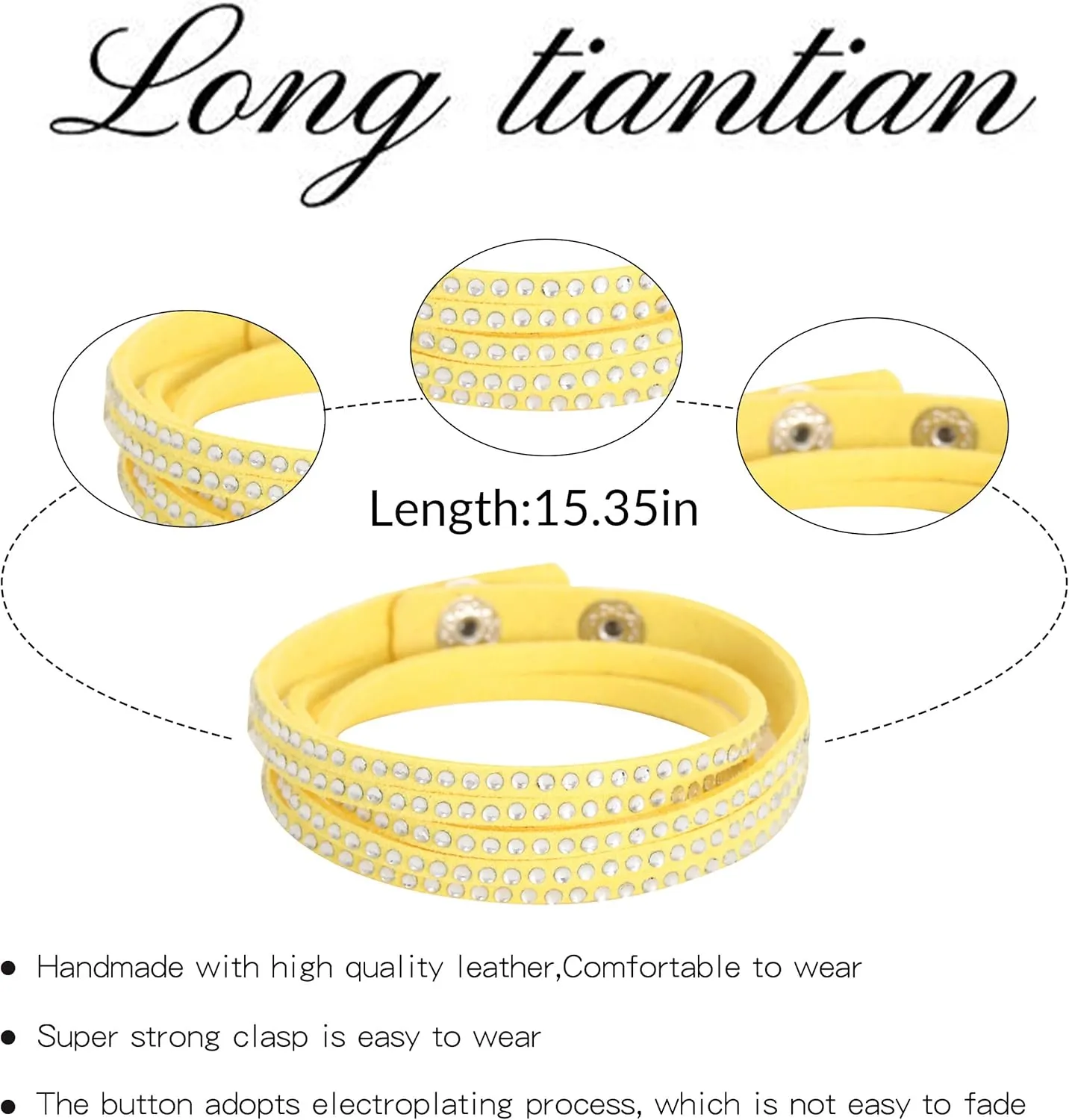 Long tiantian Leather Wrap Bracelets for Women Trendy Boho Jewelry for Women Handmade Stackable Cuff Bracelets for Women Pulseras para Mujer Presents for Women