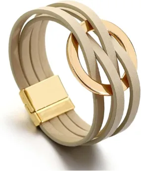 Long tiantian Stocking Stuffers Holiday Outfits for Women 2025 Leather Wrap Bracelets for Women Circle Charm Boho Beaded Bracelets for Women Multi-Layered Cuff Bracelets Jewelry Gifts for Women